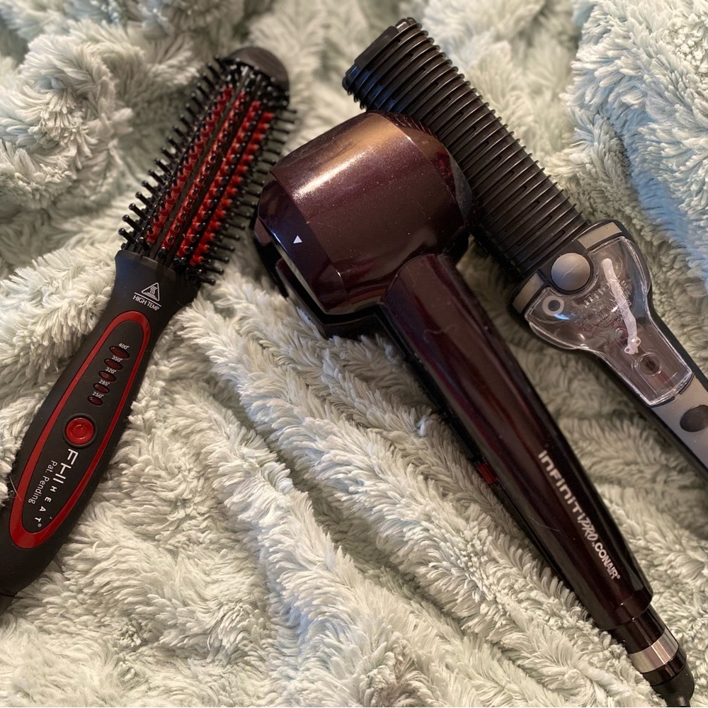 3 Hr Tools Bundle-Conair Curler-FHI Heat Brush &Maximus Straight (w/Water tank)
